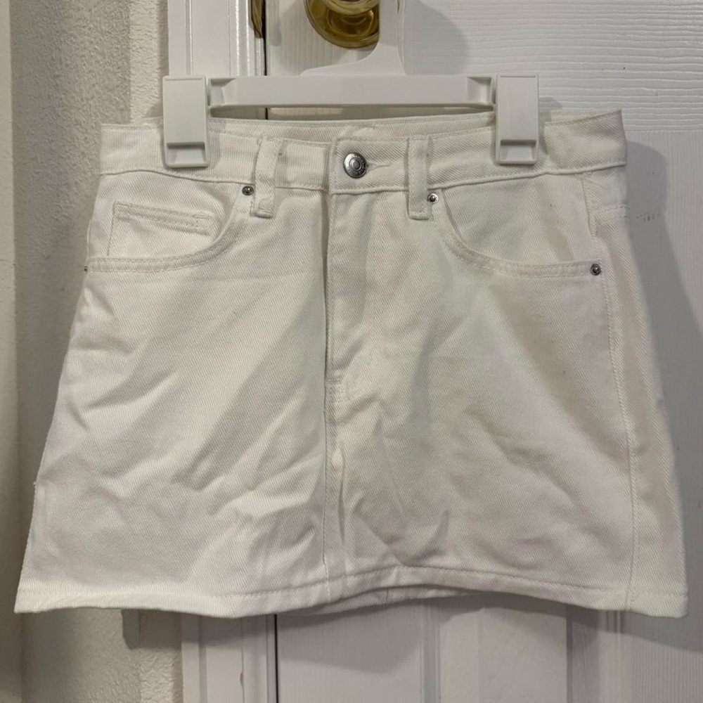White Denim Mini Skirt